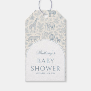 Etiqueta Para Presente Toile De Jouy Safari Animal Blue Boy Chá de fralda