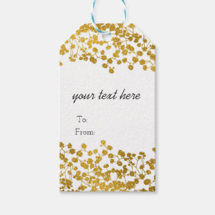 Etiqueta Para Presente Tom de Bebê de Tom Dourado Floral Elegante Branco