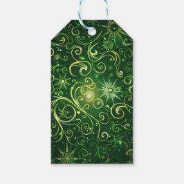 ETIQUETA PARA PRESENTE TOM DE NATAL VERDE ORNAMENTADO FLORESCENTE