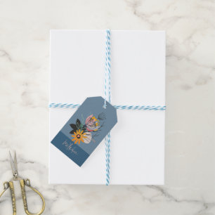 Etiqueta Para Presente Toneladas da Terra buquê flores abstrato, monogram