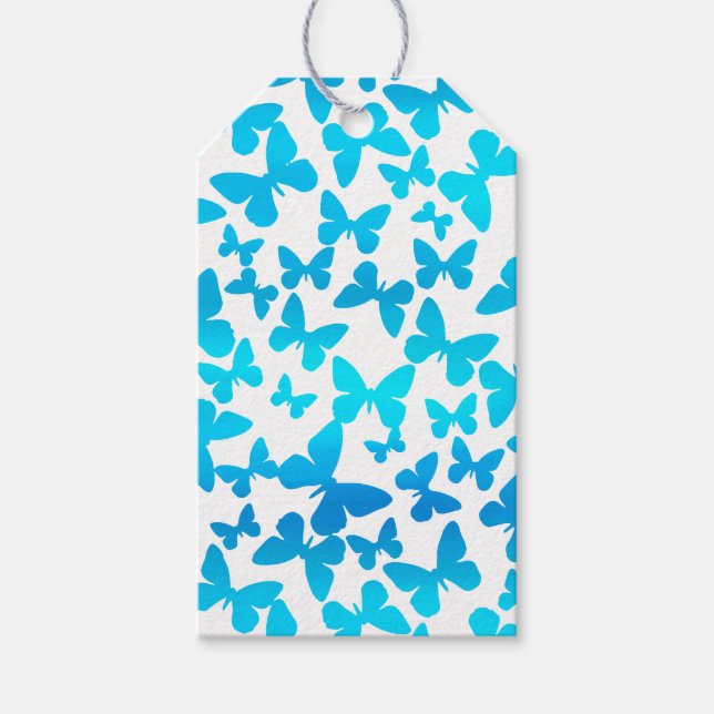 Etiqueta Para Presente Toques de borboleta (Azul) (Frente)