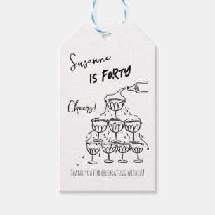 Etiqueta Para Presente Torre de champanhe funky de aniversário de 40 anos