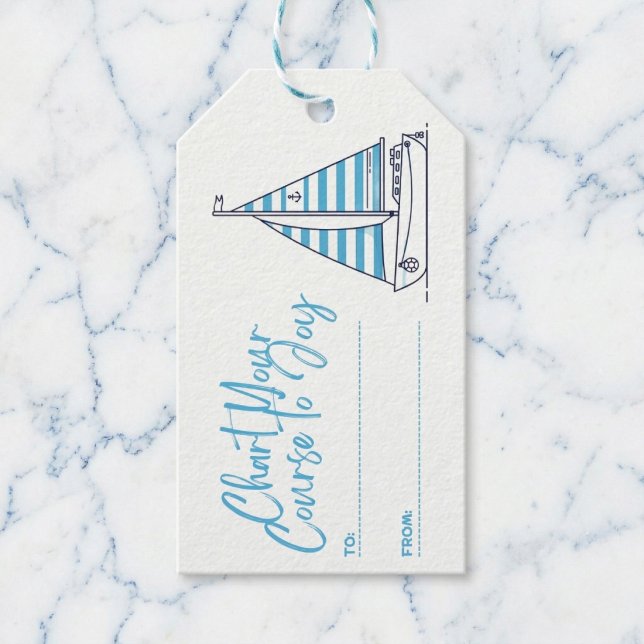 Etiqueta Para Presente Trace Seu Caminho para a Alegria (Set sail for happy gifting.)