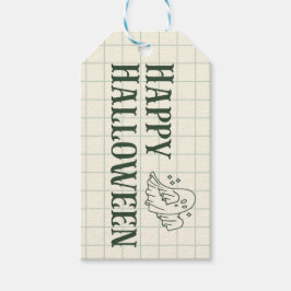 Etiqueta Para Presente Tradicional Ghost Verde Feliz Tags de Halloween