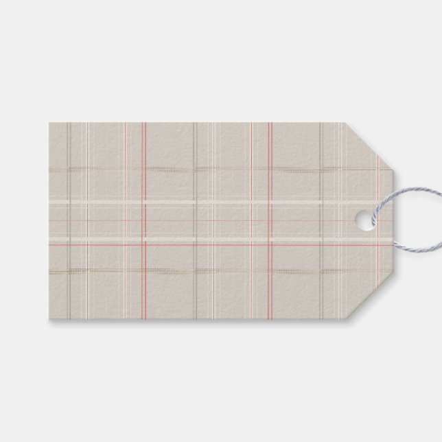 Etiqueta Para Presente Tradicional Xadrez Casa de Madeira Bege Natal (Frente (horizontal))