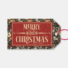 Etiqueta Para Presente Traditional Christmas Pine Floral Holiday