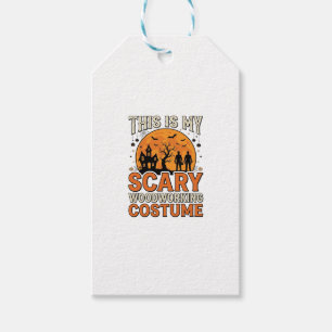 Etiqueta Para Presente Traje Assustador de Marcenaria Halloween Design Vi