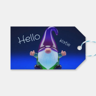 Etiqueta Para Presente Translucent Glass Gnome Figurine with Custom Name
