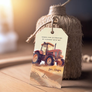 Etiqueta Para Presente Trator Fazenda Adventure Aniversário Obrigado