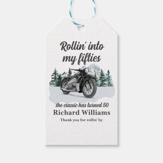 Etiqueta Para Presente Travel Classic Motorbike Rolling 50th Birthday (Frente)