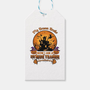 Etiqueta Para Presente Treinador de Fitness de Halloween Vassoura Quebrad