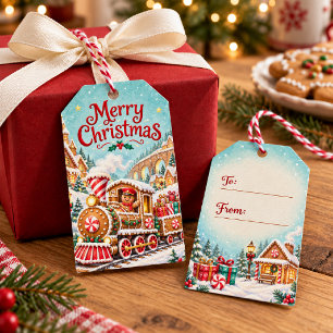Etiqueta Para Presente Trem de Natal de Pão de Mel
