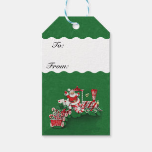 Etiqueta Para Presente Trem dos doces de Peppermint de Papai Noel do