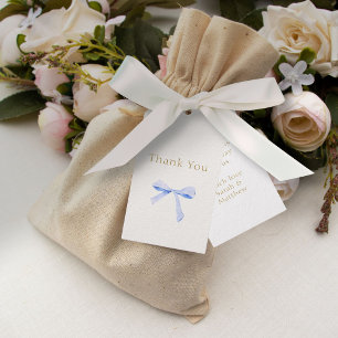 Etiqueta Para Presente Trendy Blue Ribbon Weding Obrigado