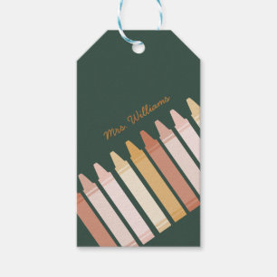 Etiqueta Para Presente Trendy Boho Colors Crayon Nome do Professor