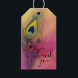 Etiqueta Para Presente Trendy Na moda Penas de Peacock Obrigado<br><div class="desc">Elegante artístico decorativo Obrigado design de etiqueta de presente com três penas de pavão em um fundo pastel. Você pode personalizar o design do produto alterando o texto no campo fornecido. Você pode alterar o estilo,  tamanho e cor da fonte usando o botão Personalizar.</div>