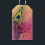 Etiqueta Para Presente Trendy Na moda Penas de Peacock Obrigado<br><div class="desc">Elegante artístico decorativo Obrigado design de etiqueta de presente com três penas de pavão em um fundo pastel. Você pode personalizar o design do produto alterando o texto no campo fornecido. Você pode alterar o estilo,  tamanho e cor da fonte usando o botão Personalizar.</div>
