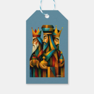 Etiqueta Para Presente Três Homens Sábios Arte Abstrata da Natividade