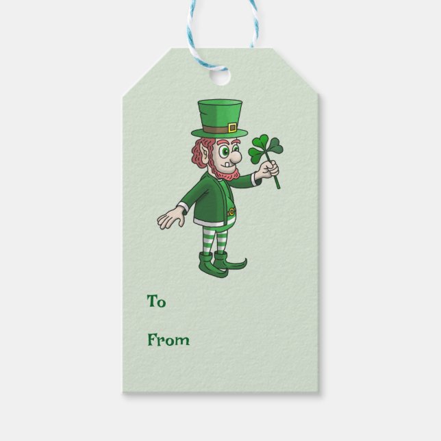 Etiqueta Para Presente Trevo e Leprechaun (Frente)