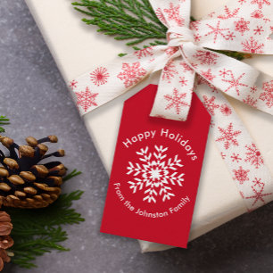 Etiqueta Para Presente Tribal Snowflake - Geométrico Vermelho Natal