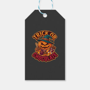 Etiqueta Para Presente Trick Or Chocolate Halloween Abóbora Bruxa Chapéu