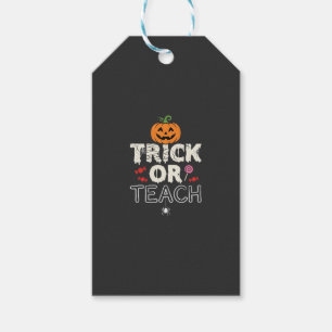 Etiqueta Para Presente Trick or Teach Design de Professor de Halloween (2