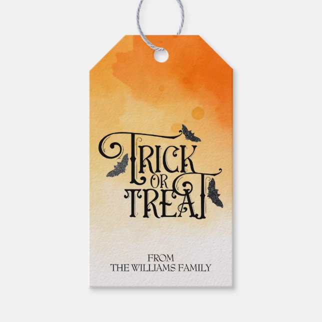 Etiqueta Para Presente Trick or Treat Brilhante Halloween (Frente)
