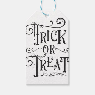 Etiqueta Para Presente Trick or Treat Tipografia Vintage de Halloween
