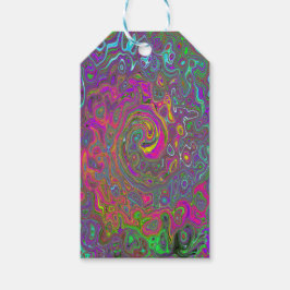 Etiqueta Para Presente Trippy Hot Pink Abstrato Retro Liquid Swirl