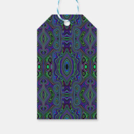 Etiqueta Para Presente Trippy Retro Azul Real e Verde Lima Abstrato