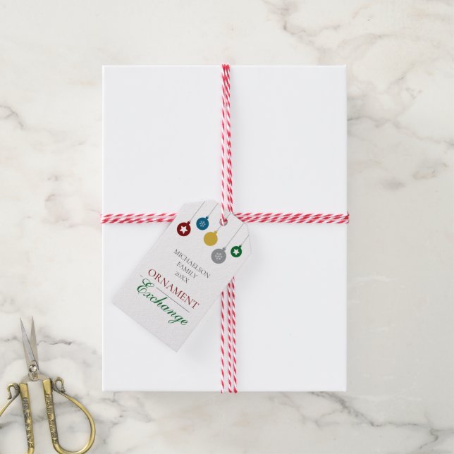 Etiqueta Para Presente Troca de Enfeites de Natal (Com cordão)