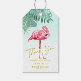 Etiqueta Para Presente Tropical Flamingo Palms Sweet 16 Obrigado ID922