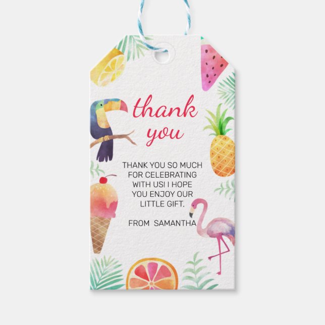 Etiqueta Para Presente Tropical Luau Birthday (Frente)