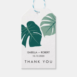 Etiqueta Para Presente Tropical Monstera Green | Casamento Obrigado FAVOR