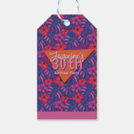 Etiqueta Para Presente Tropical Purple Floral Birthday