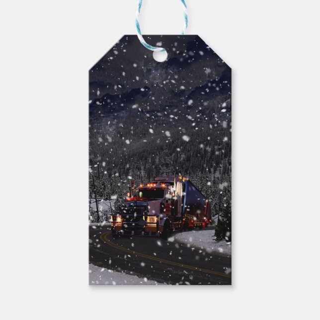 Etiqueta Para Presente Trucker Christmas (Frente)