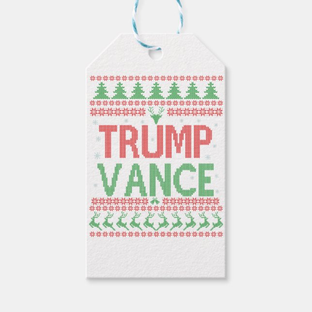 Etiqueta Para Presente Trump Vance Republicano Feio Natal Doce Xmas (Frente)