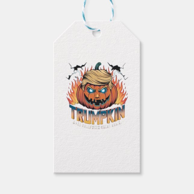Etiqueta Para Presente Trumpkin Clássico - Design de Abóbora Louca (Frente)