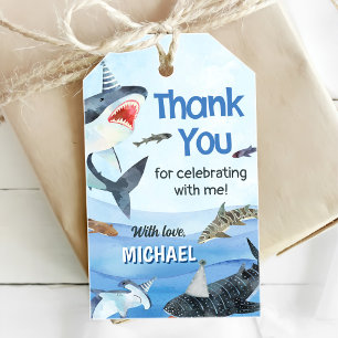 Etiqueta Para Presente Tubarão-Jawsome Sob O Aniversário Do Mar