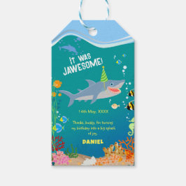 Etiqueta Para Presente Tubarão sorridente sob a Festa de aniversário do m