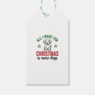 Etiqueta Para Presente Tudo o que Quero no Natal é Mais Cães Desenho Vint