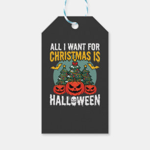 Etiqueta Para Presente Tudo o que Quero no Natal é o Design de Halloween