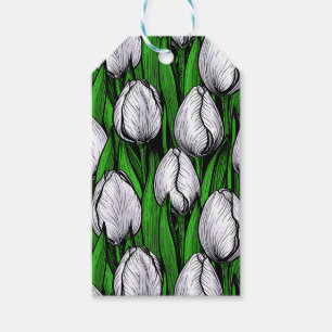 Etiqueta Para Presente Tulipas brancas com folhas verdes
