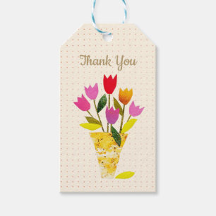 Etiqueta Para Presente Tulipas De Inspiração Retroativa Bonito Dotada Obr