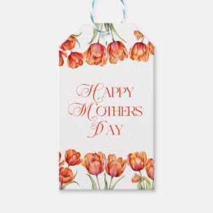 Etiqueta Para Presente Tulipas Laranja Modernas Feliz dia de as mães Flor