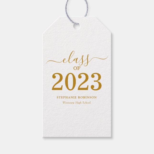 Etiqueta Para Presente Turma de 2023 Graduação em Letra Dourada  (Frente)