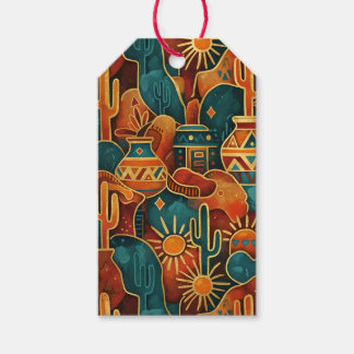 Etiqueta Para Presente Turquesa e Dourado Abstrato Sudoeste