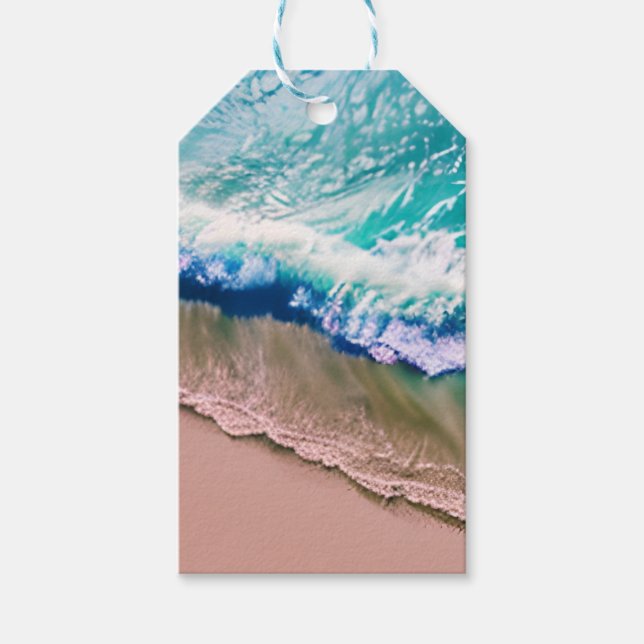 Etiqueta Para Presente Turquesa Waves em Sandy Beach (Frente)