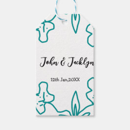 Etiqueta Para Presente Turquoise blue wedding couple name date flstylish 