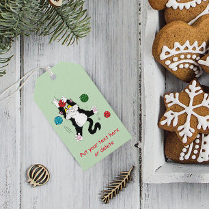 Etiqueta Para Presente Tuxedo Black White Christmas Cat